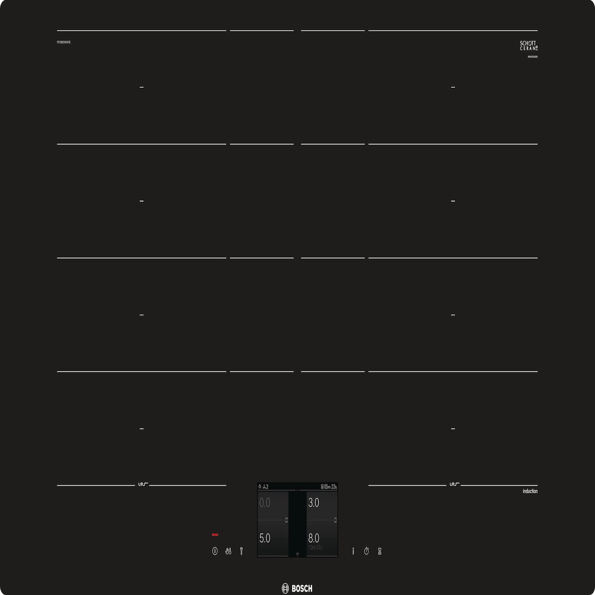 Bosch Serie 8 PXY801KW1E Kochfeld Schwarz Integriert Zonen-Induktionskochfeld 4 Zone(n)