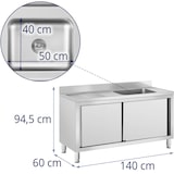 thumbnail of Royal Catering Lavello cucina - Acciaio inox - 1 vasca-  - 140 x 60 cm