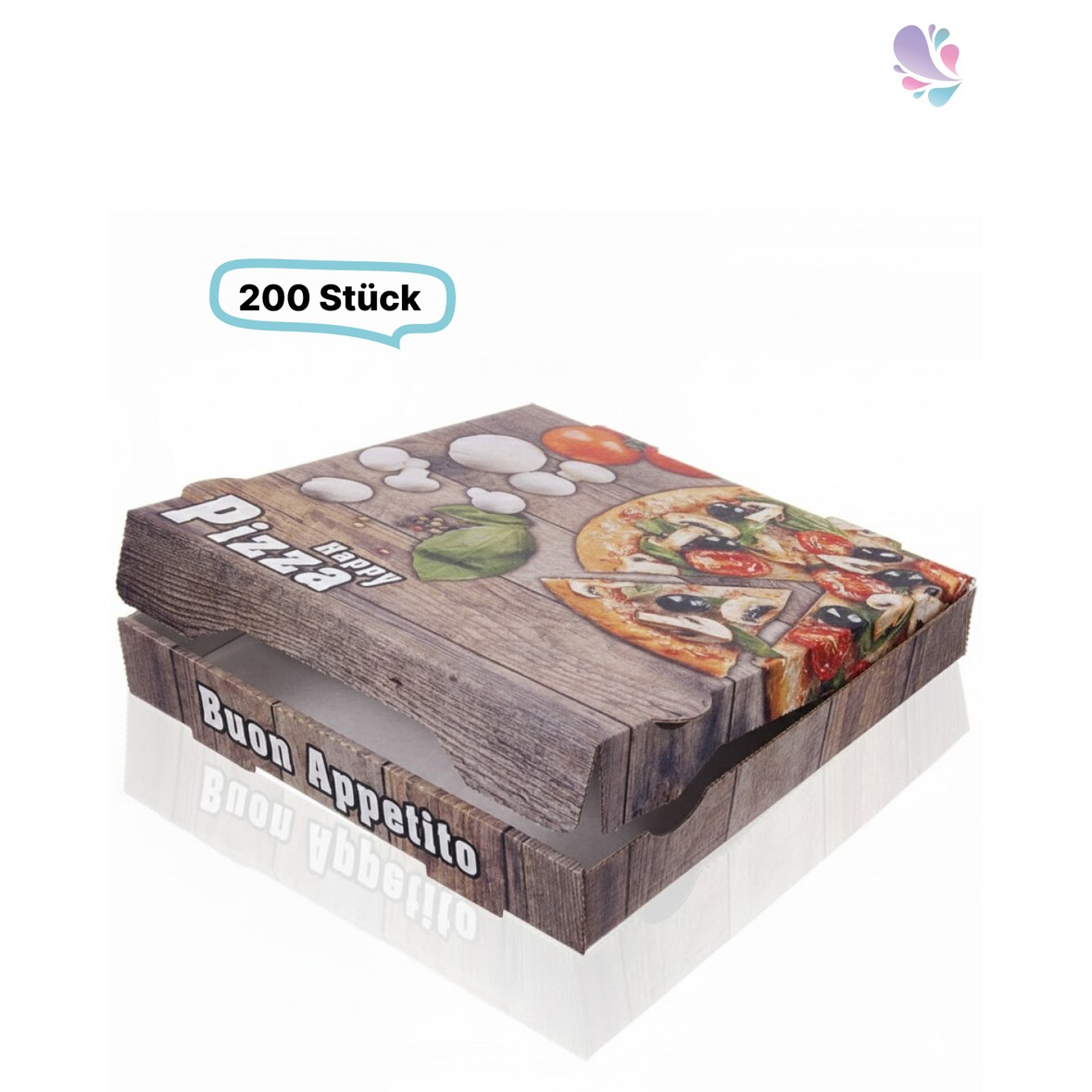 Pizzakarton Pizzabox 33x33x4 weiß mit Neutraldruck 200 Stk, to go, take away, kompostierbar, Kraftkarton, fettresistent