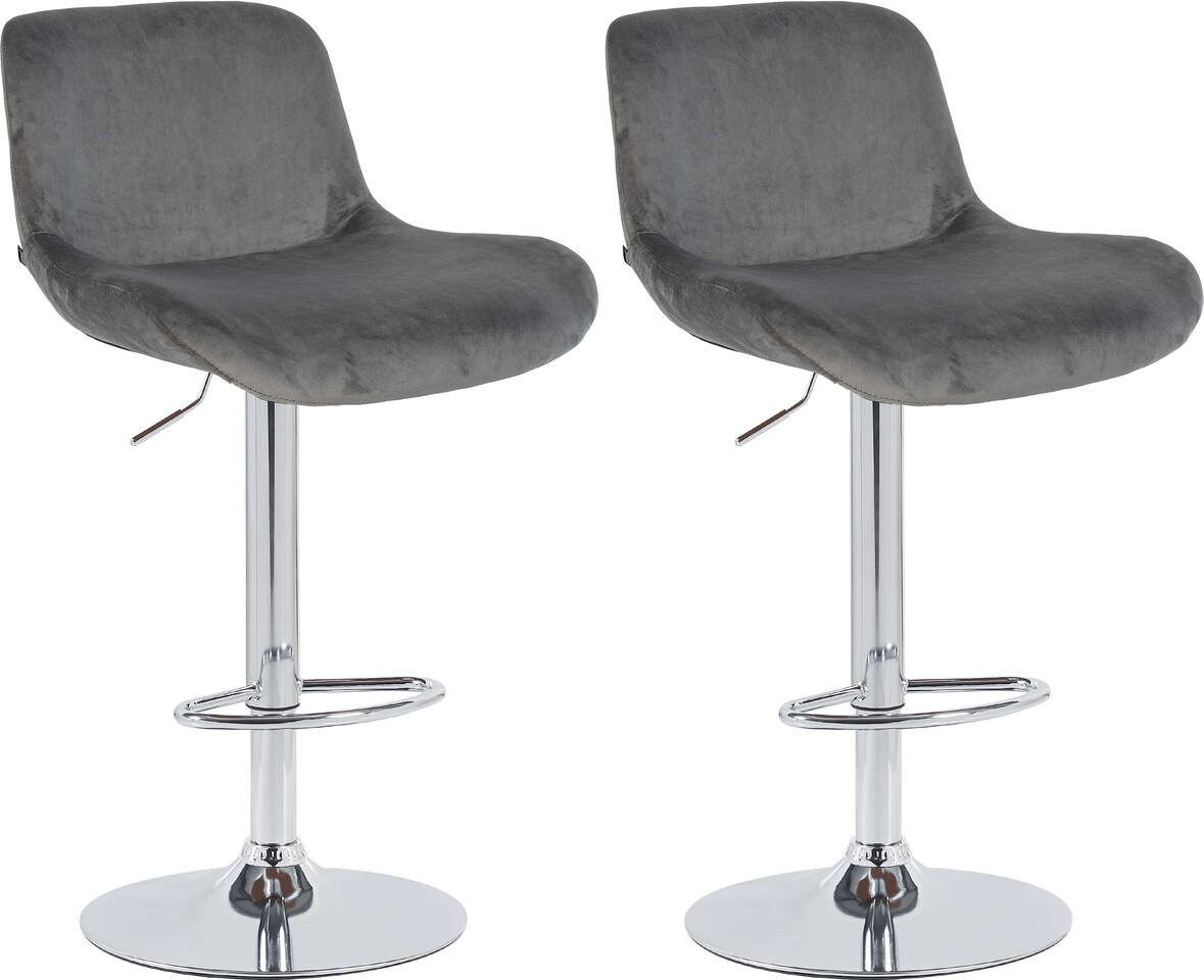 CHEFGASTRO 2er Set Barhocker GINZA Chrom Samt HxBxT 85x50x50cm Samt Dunkelgrau Barstuhl