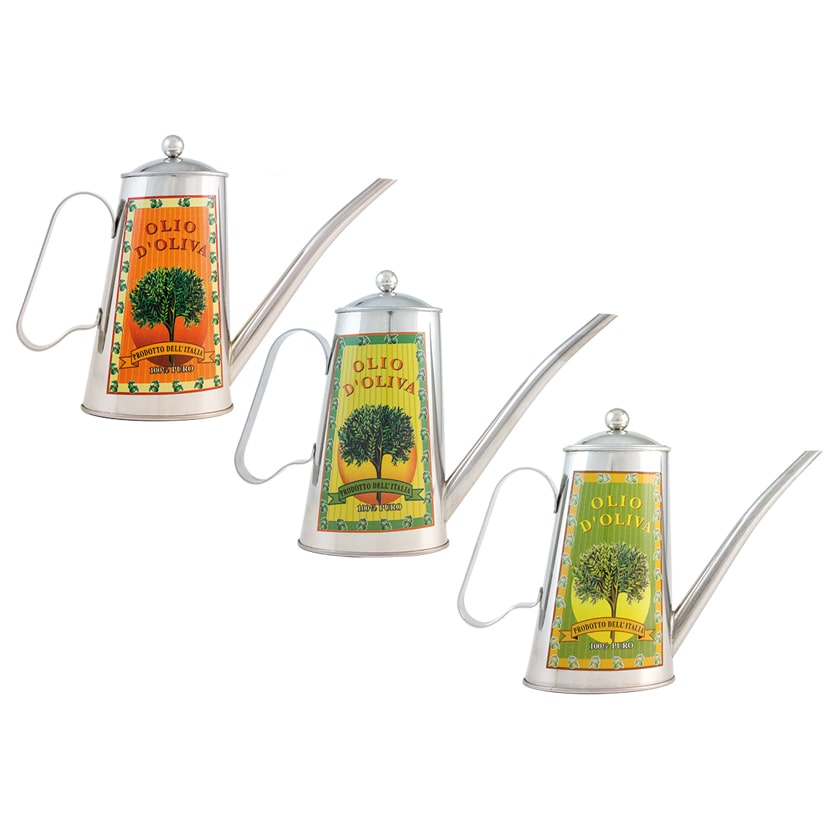 Eva azeiteira decorada oval aço inoxidável 0,5l