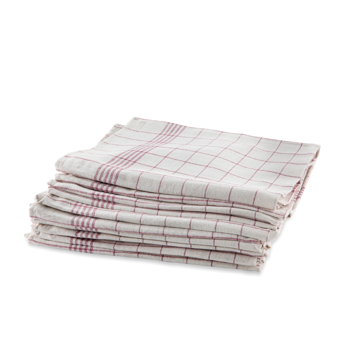 10er Set Geschirrtuch aus 100% Baumwolle, kariert, rot-weiss, 50 x70 cm