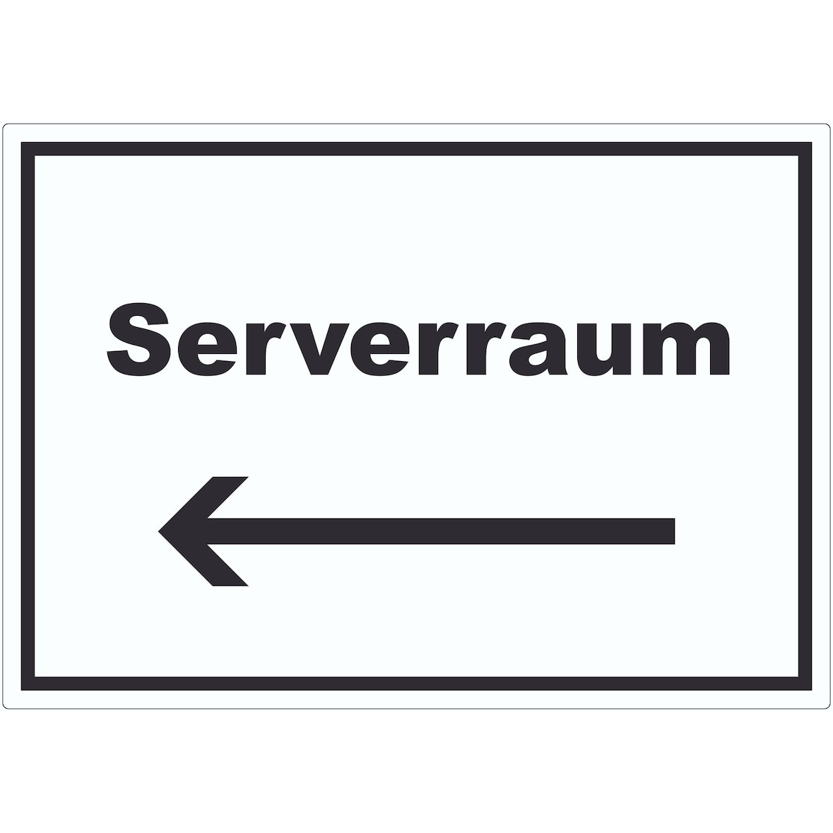 Serverraum Aufkleber mit Text und Richtungspfeil links Computer IT PC waagerecht A0 (841x1189mm)