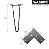 thumbnail of WAGNER Möbelbein HAIRPIN LEG Retro - 12 x 12 x 30 cm, Stahl, schwarz, Bein schräg & Anschraubplatte - 12823001