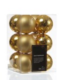 thumbnail of Christbaumkugeln Weihnachtskugeln bruchfest 6cm glänzend matt gold 12er Set