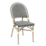 thumbnail of METRO Professional Chaise de terrasse FLORE, aluminium / rotin PE, 47 x 60 x 89 cm, empilable, noir / beige