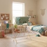 thumbnail of Relaxdays Wäscheständer, klappbar, ausziehbar, 11 Stangen, HxBxT: 107 x 43–74 x 37 cm, Bambus & Metall, natur/weiß