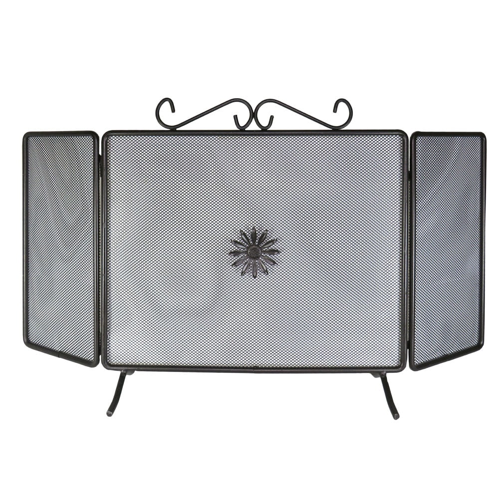 Parascintille schermo per camino caminetto in ferro battuto con ante laterali richiudibili