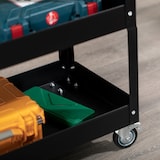 thumbnail of DURHAND carro de herramientas con ruedas carro de taller de acero con 3 estantes de almacenamiento y asa lateral carga 150 kg 83x35,3x76 cm