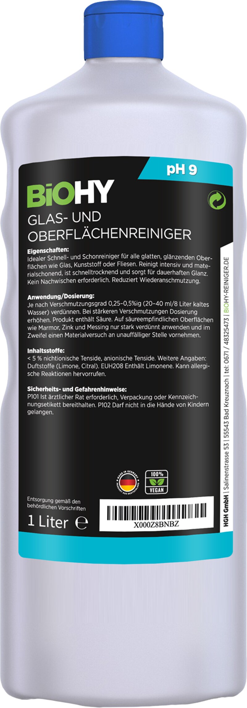 Eine Flasche mit Reinigungsmittel.
