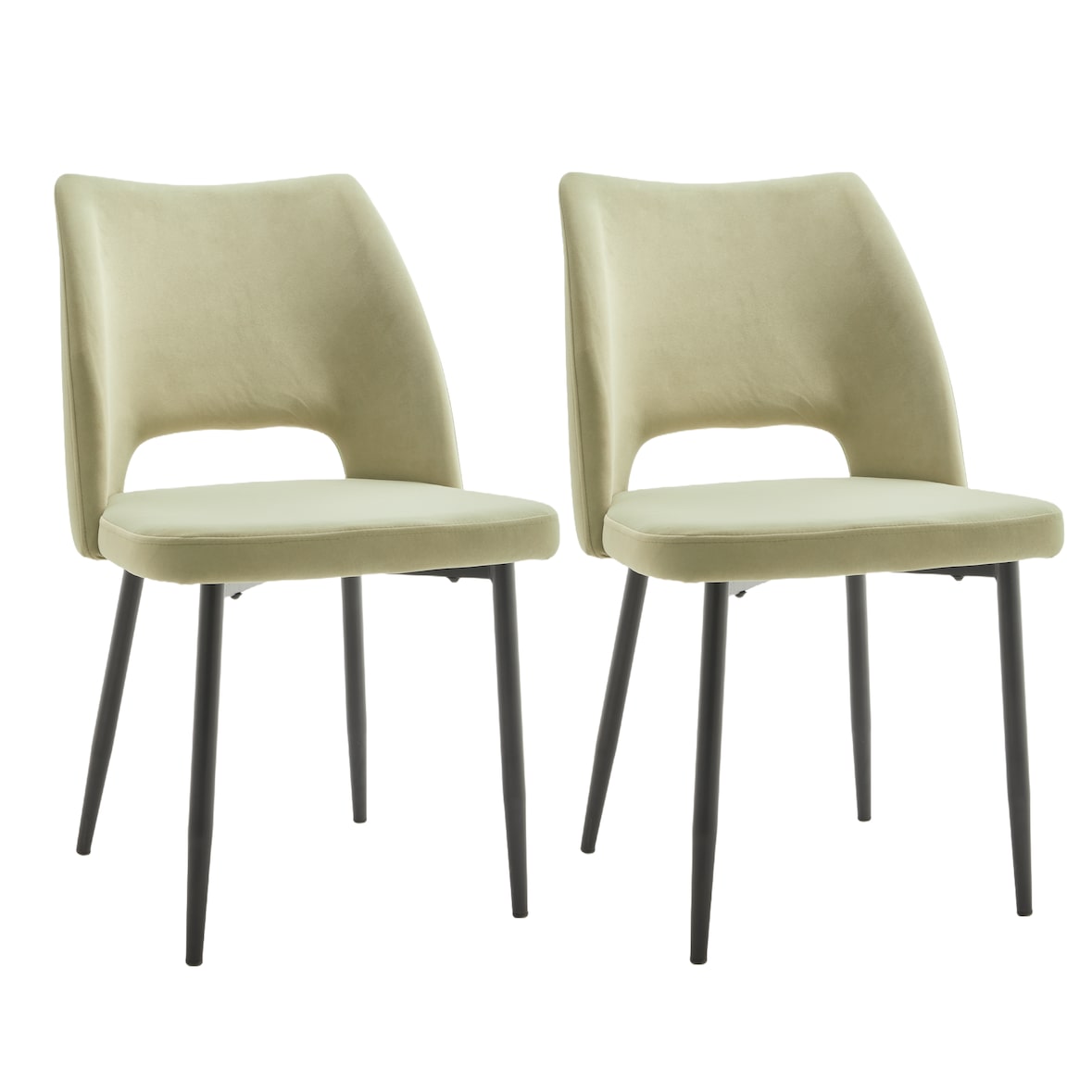 METRO PROFESSIONAL Chaise de restaurant rembourrée SYLVIE II lot de 2, acier/polyester, vert clair/noir