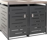 thumbnail of XL 2er-/4er-Mülltonnenverkleidung HWC-H40, Mülltonnenbox, Pflanzkasten Edelstahl-Metall 63kg 125x140x102cm erweiterbar