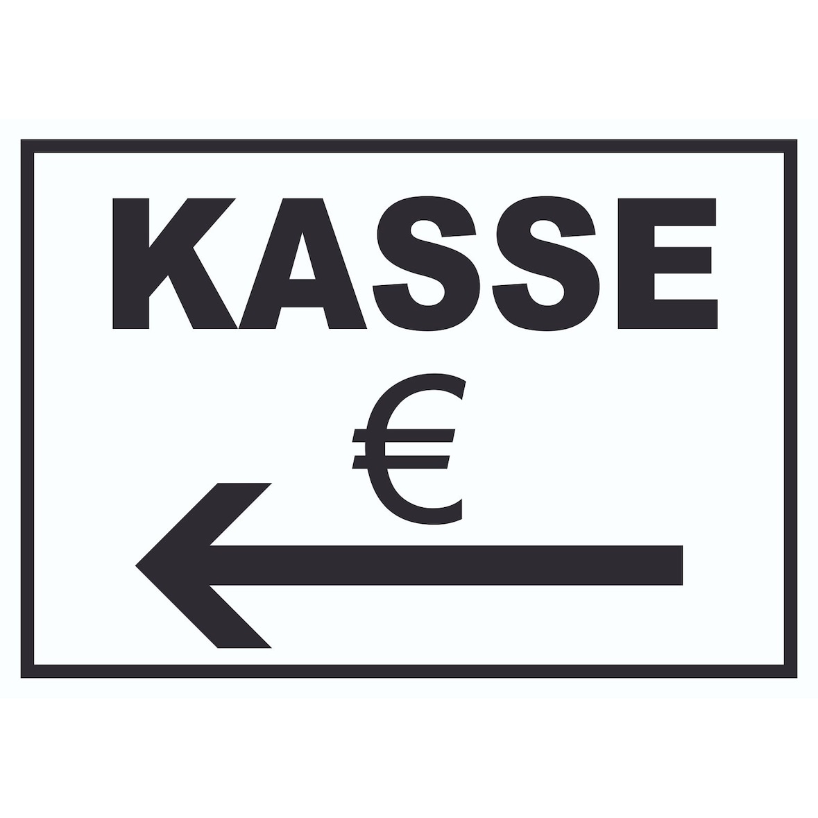 Kasse Pfeil links Schild A6 Rückseite selbstklebend
