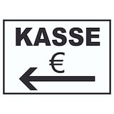thumbnail of Kasse Pfeil links Schild A6 Rückseite selbstklebend