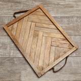 thumbnail of Tablett Holz natur Kerzentablett Serviertablett rechteckig Mangoholz Deko 41cm