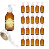 thumbnail of 20 flaconi con pompa in vetro ambrato da 100 ml + 20 etichette personalizzate – Per oli essenziali e cosmetici