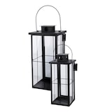 thumbnail of 2tlg Metall XXL Laternen Set Schwarz Gartenlaterne Windlicht H58/45cm