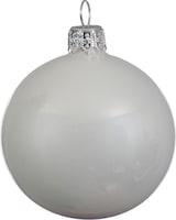 thumbnail of 6 Weihnachtskugeln 6cm Glas mundgeblasen Christbaumkugeln weiß glänzend
