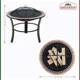 thumbnail of GARDEBRUK® Feuerschale mit Funkenschutz Schürhaken Abdeckung Rost Mosaik Rund 76cm Stahl Feuerstelle Feuerkorb Grill