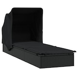 thumbnail of Helloshop26 - Espreguiçadeira com toldo dobrável 213 x 63 x 97 cm resina trançada preta 02_0012209