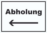 thumbnail of Abholung Schild mit Text und Richtungspfeil links Post waagerecht A3 (297x420mm)