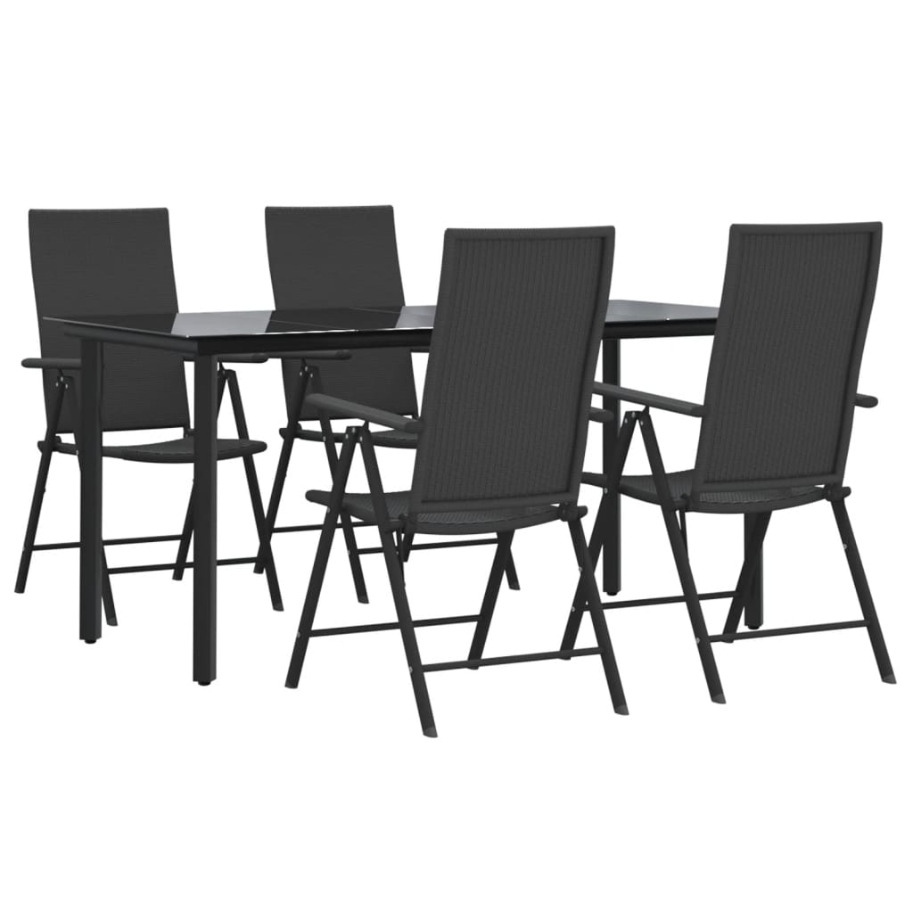 HELLOSHOP26 - Juego de comedor de jardín de 5 piezas resina tejida negra 02_0014790