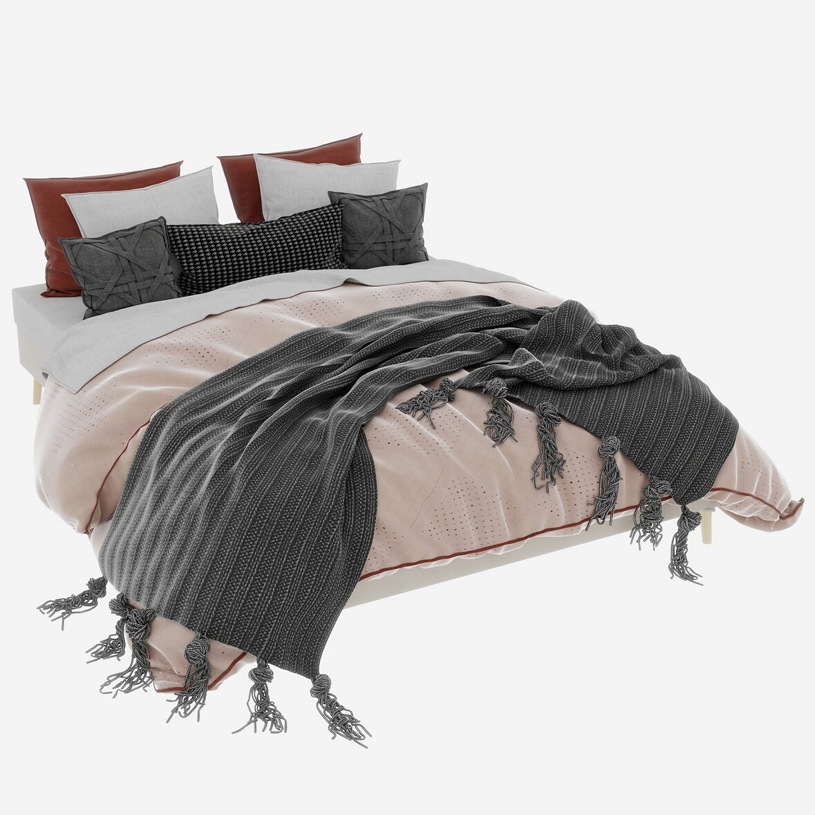 Modernes Bettgestell 160x200 cm aus hochwertigem niederländischem Velours in Beige, zeitloses Design für Ihr Schlafzimmer