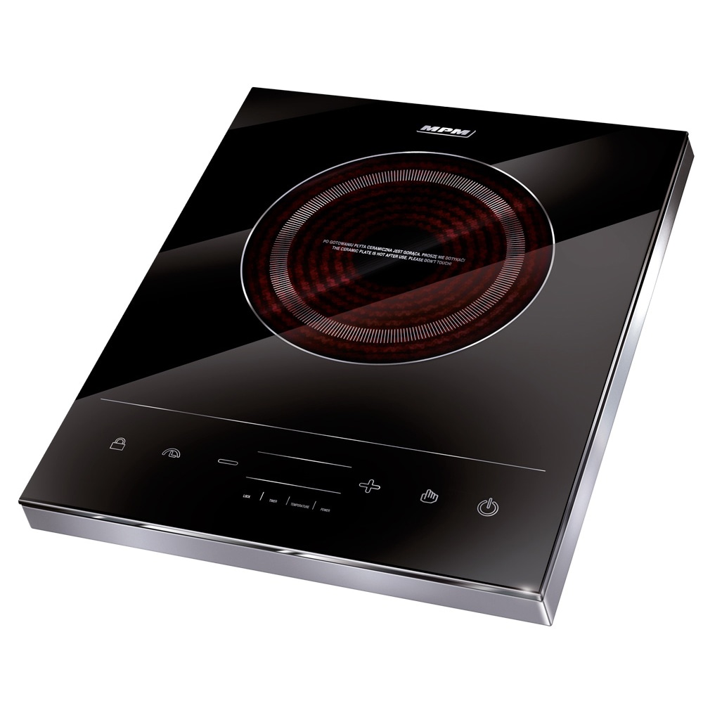 MPM MKE-06 Placa Vitrocerámica Inducción Portátil, 10 Niveles Potencia, Temporizador, Programable, Control Táctil 1800W Negro