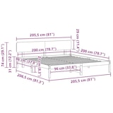 thumbnail of vidaXL Bettrahmen mit Kopfteil Weiß 200 x 200 cm Massives Kiefernholz