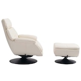 thumbnail of Fauteuil relax avec pouf HWC-K99, Fauteuil TV, fonction bascule pivotante, métal cuir véritable/simili cuir ~ crème-blanc