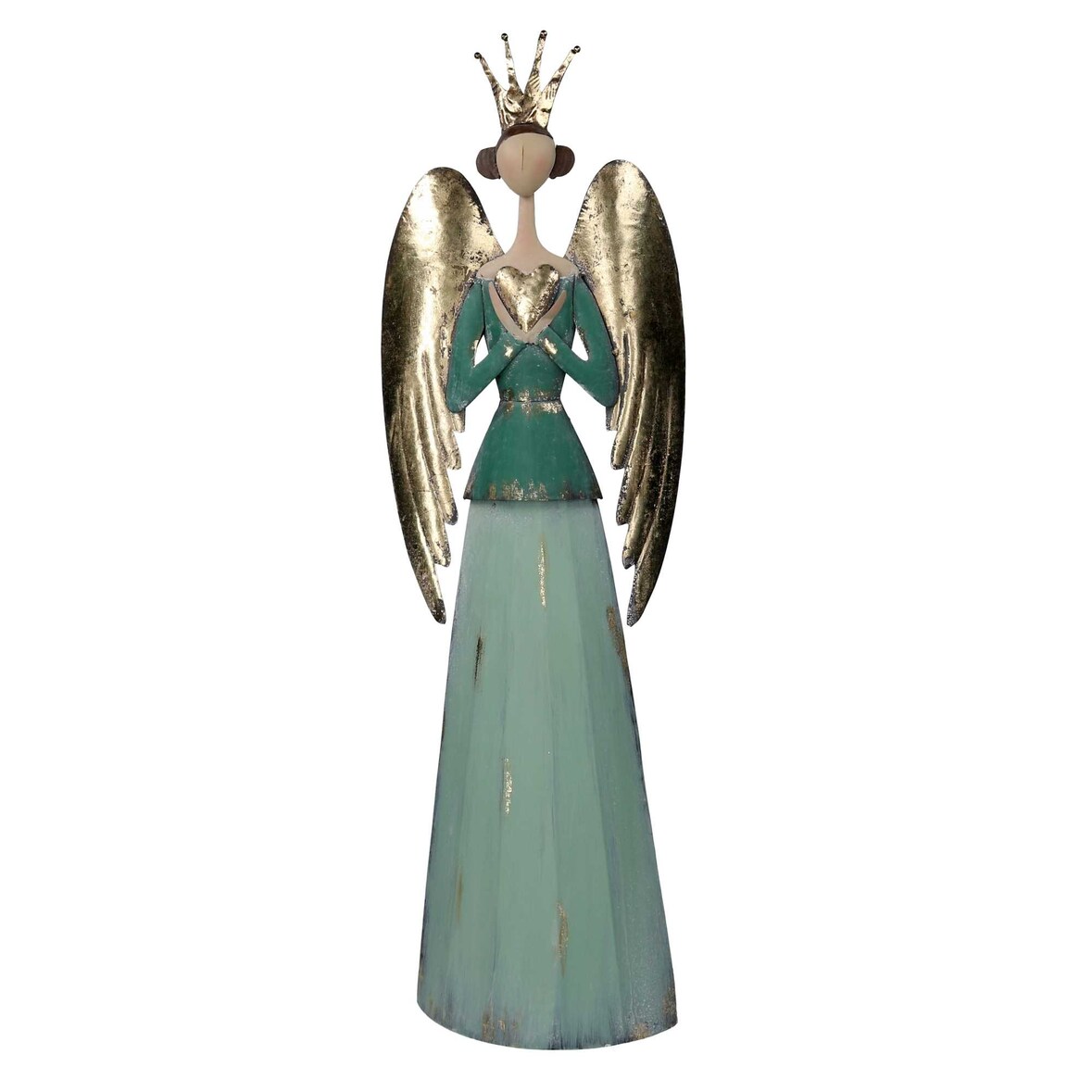 Vacchetti Angelo in metallo con corona oro e verde acqua cm24,8x10,8h78,1