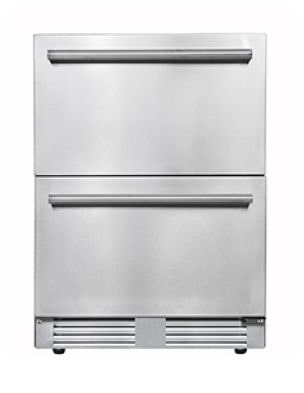 FrigeluX Réfrigérateur table top 136L extérieur encastrable sous plan, 2 tiroirs, Inox RE2T136A