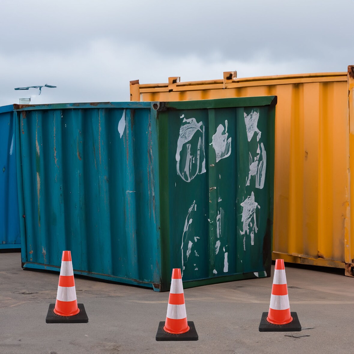 5x Verkehrskegel Pylone schwere Ausführung Leitkegel mit Reflektionsstreifen  45 cm  Warnkegel