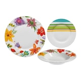 thumbnail of Q.B Fiori e Righe, set 18 piatti in fine porcellana