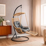 thumbnail of YOEVU - Silla colgante con reposapiés, gris y beige, para interior y exterior, confort premium