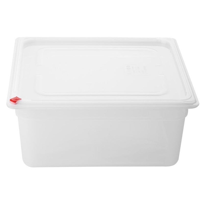 Hygiplas Click PP GN-Behälter 2/3 mit Deckel & 7 farbigen Clips 150mm 12Ltr (4 Stück)