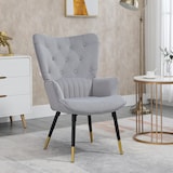 thumbnail of HOMCOM Sillón Individual Sillón Orejero Butaca de Salón Moderno Tapizado en Terciopelo con Respaldo Alto Reposabrazos y Patas de Acero 68x72x103 cm