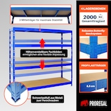 thumbnail of PROREGAL Étagère charge lourde RHINO, HxLxP 180x200x60cm, 500kg par niveau, Tablette 16mm, Bleu, Étagère de garage, étagère de rangement
