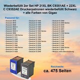 thumbnail of Kompatibel 2er Set HP 21XL BK C9351AE + 22XL C C9352AE Druckerpatronen Schwarz + alle Farben von Gigao
