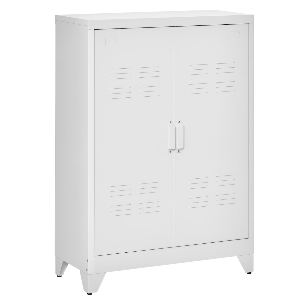 HOMCOM armario de almacenamiento aparador de metal con doble puerta y 2 estantes ajustables para oficina salón dormitorio 75x33x110 cm blanco