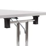 thumbnail of Rocada mesa plegable con patas cromadas y tablero gris. 160x80x72cm.
