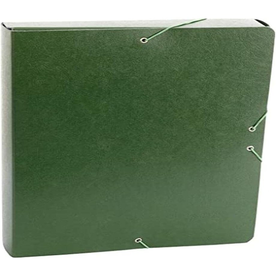 Carpeta Proyecto Gofrado Resistente con Gomas Elasticas Grosor 7cm Color Verde,Ideal para Organización