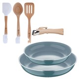 thumbnail of BERGNER - Juego de 2 Sartenes Ø24/28 cm de Aluminio Prensado Reciclado Verde Mango Extraíble con Juego de 3 Utensilios de Cocina en Silicona y Madera
