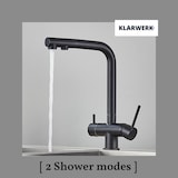 thumbnail of KLARWERK® Felix | Grifo extensible de 3 vías en acero inoxidable negro | Grifo de cocina filtro de agua potable | Caño en L, 3 conexiones para ósmosis