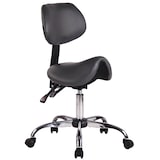 thumbnail of DELUKE® Sattelhocker mit Lehne KOLLI Höhenverstellbar, Drehbar Kunstleder pflegeleicht Rollhocker Arbeitshocker Praxishocker Arzthocker Grau