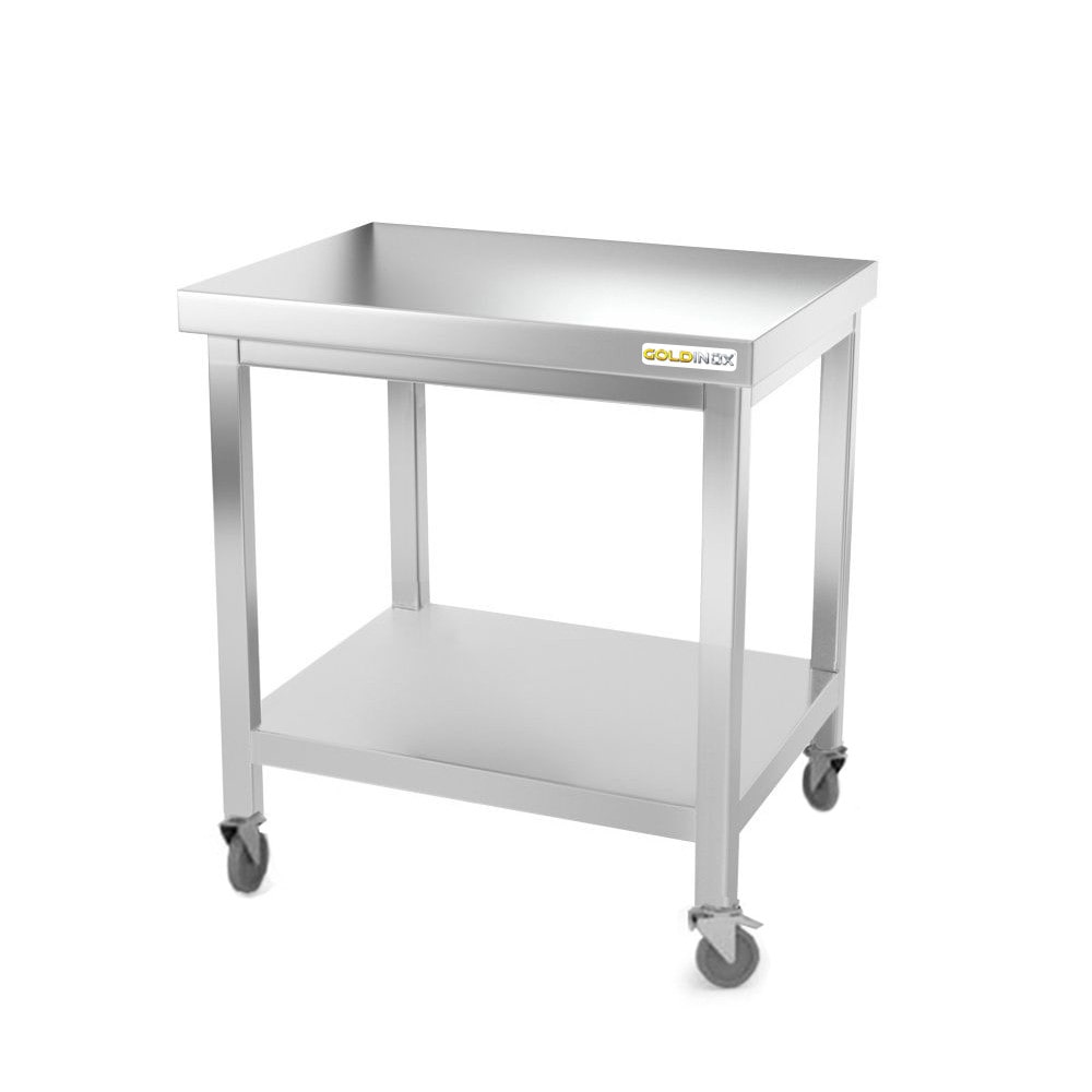 Arbeitstisch aus Edelstahl 700 x 500 mm auf Rollen PREMIUM / GOLDINOX