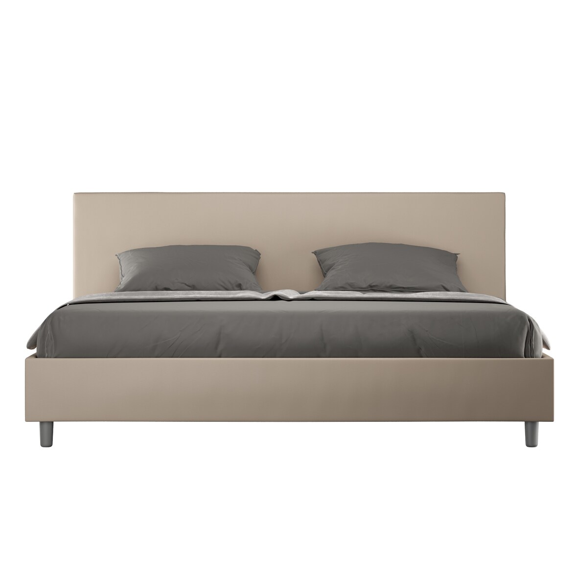 Letto con rete imbottito 180x210 similpelle tortora Adele