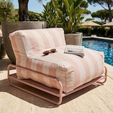 thumbnail of Chauffeuse rayée salon de jardin modulable et structure rose poudré