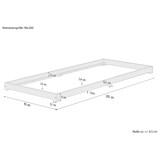 thumbnail of Bettrahmen Bodenbett Futon extra niedriges Holzbett 90x200 Kiefer lackiert V-60.47K-09 Rollrost und Matratze inkl.