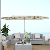 thumbnail of Doppelschirm mit Kurbel 12 Stahlstreben UV30+ Schutz 180g/m² Polyester 455x265 cm Beige